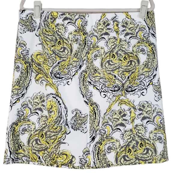 NWT Ann Taylor white yellow white & black A-line skirt Womens 10 - Picture 1 of 5